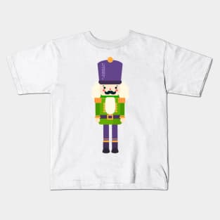 Green and Purple Christmas Nutcracker Toy Soldier Graphic Art Kids T-Shirt